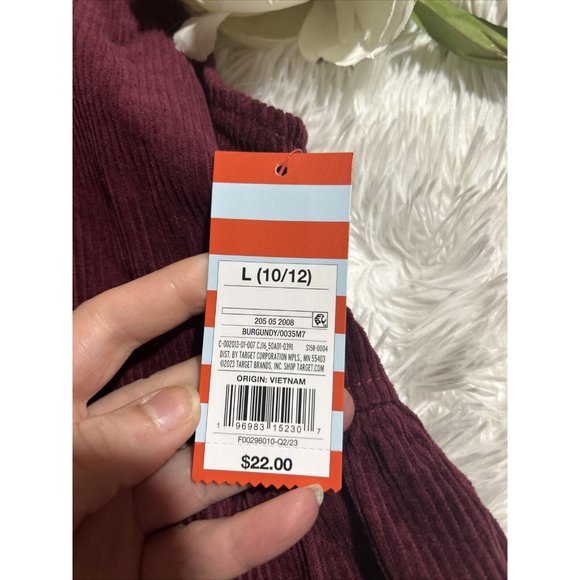 NWT Girls Cat & Jack School Corduroy Overall Dress Size L 10/12 Burgundy Purple - Picture 2 of 4